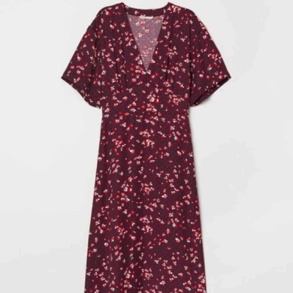 H&M maxi floral dress short sleeve long to ankles